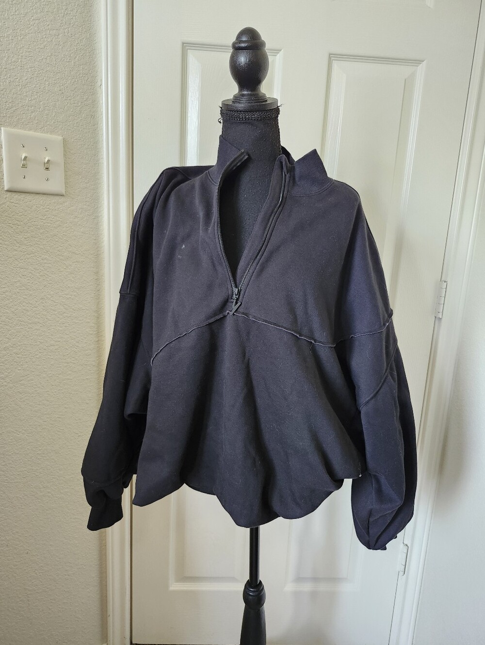 YITTY Black Half-Zip Oversized Pullover